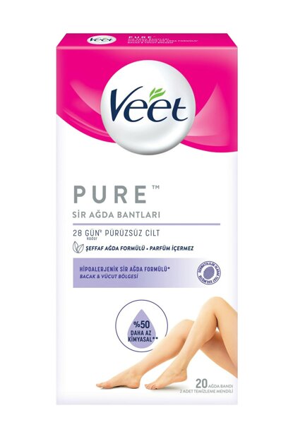 Veet - Sir Ağda Bandı Pure Bacak ve Vücut Bölgesi 20'li 8690570553307 | Fiyatı Özellikleri ve Faydaları